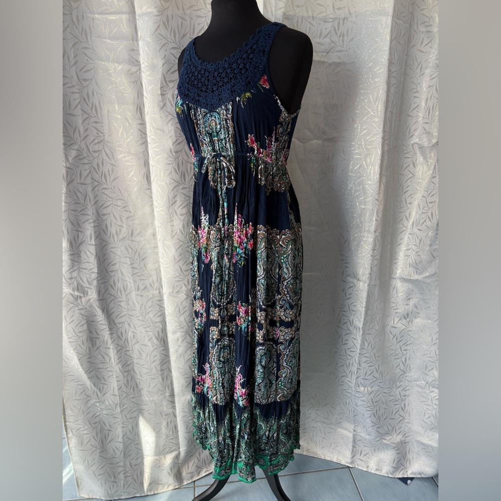 Bila Navy, Pink, Green Floral Maxi Dress